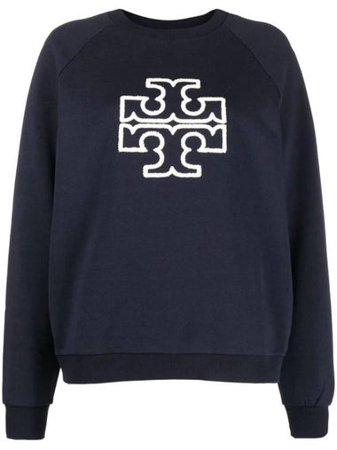 Logo Applique Sweatshirt Navy - TORY BURCH - BALAAN 1