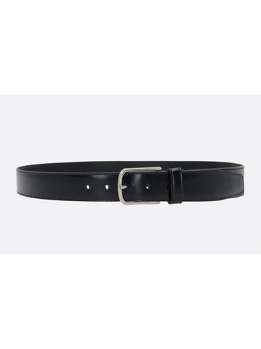 Metal Buckle Leather Belt Black - PRADA - BALAAN 1