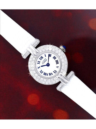 Clos White Navy Roman Dial Gold Full Diamond Women s Quartz Watch - CARTIER - BALAAN 2