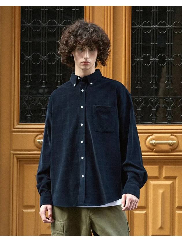 corduroy check long sleeve shirt navy - FLUKE - BALAAN 3