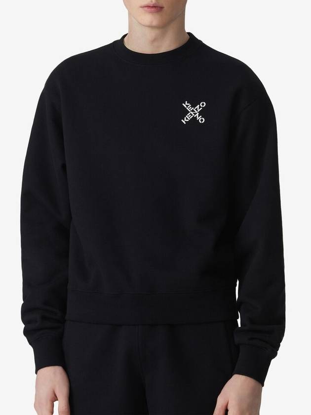 Cross Small Logo Sweatshirt Black - KENZO - BALAAN 3