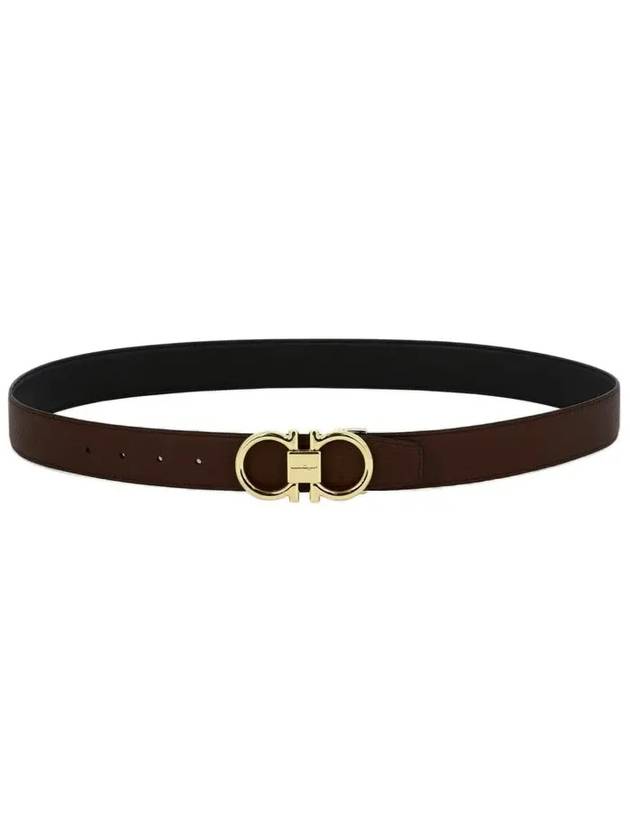 Gancini Reversible Adjustable Calfskin Leather Belt Black Brown - SALVATORE FERRAGAMO - BALAAN 4