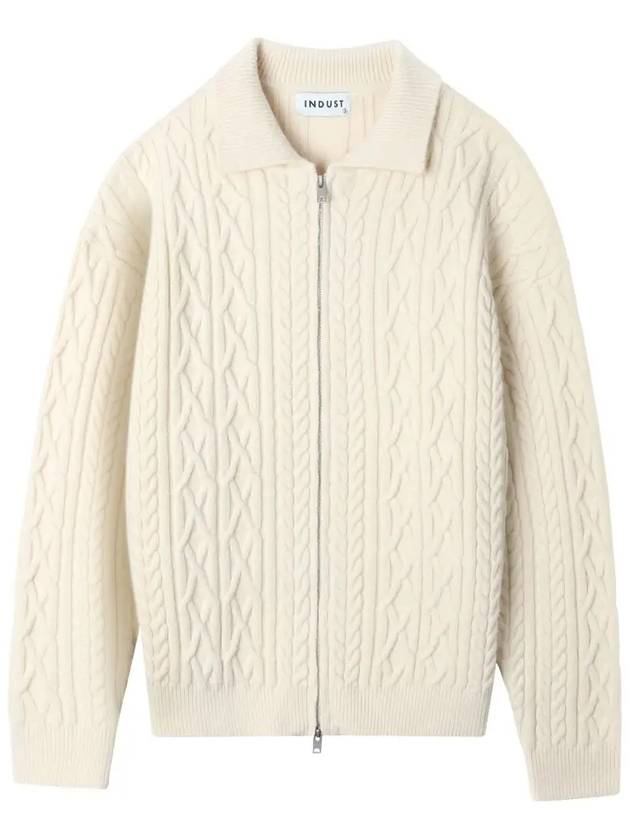 Fisherman Collar Zip-up Knit Cream - INDUST - BALAAN 4