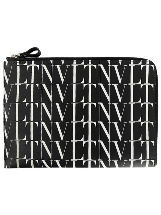 VLTN Logo Times Clutch Bag Black - VALENTINO - BALAAN 2