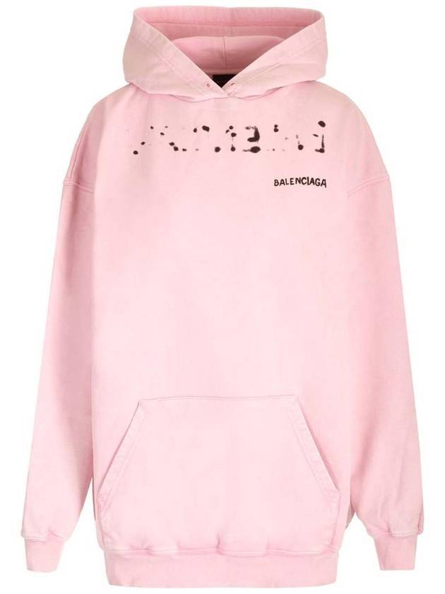 Logo Oversized Cotton Hoodie Pink - BALENCIAGA - BALAAN 1