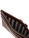 Stripe Note Compartment Pebble Grain Leather Card Wallet Dark Brown - THOM BROWNE - BALAAN 4