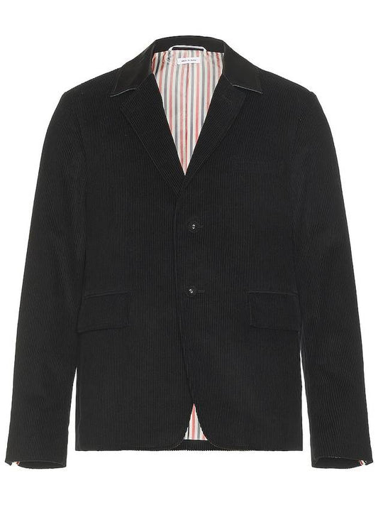 Men's Corduroy Button Up Cutaway Blazer Jacket Black - THOM BROWNE - BALAAN 2