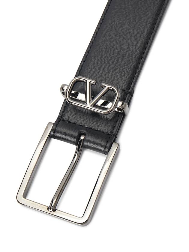 V Logo Signature Leather Belt Black - VALENTINO - BALAAN 6