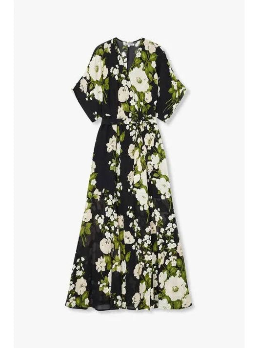 Flower Pattern Wrap Maxi Dress Winslow Black - REFORMATION - BALAAN 1