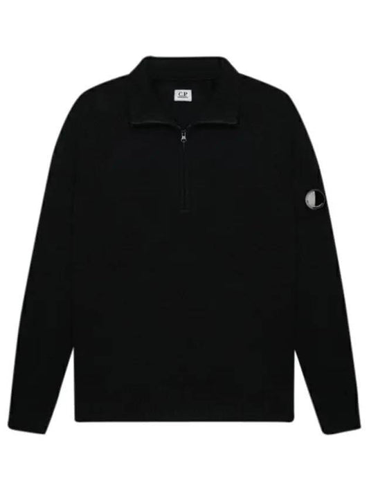 Lens Half Zip Up Wool Turtleneck Knit Top Black - CP COMPANY - BALAAN 1