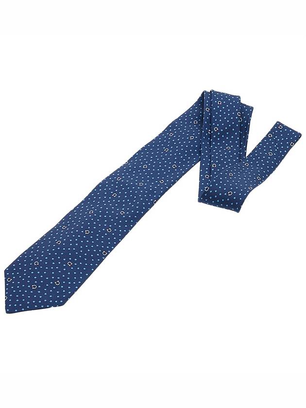 Ferragamo Men's Gancini Silk Tie 35 0874 F NAVY 0761807 - SALVATORE FERRAGAMO - BALAAN 3