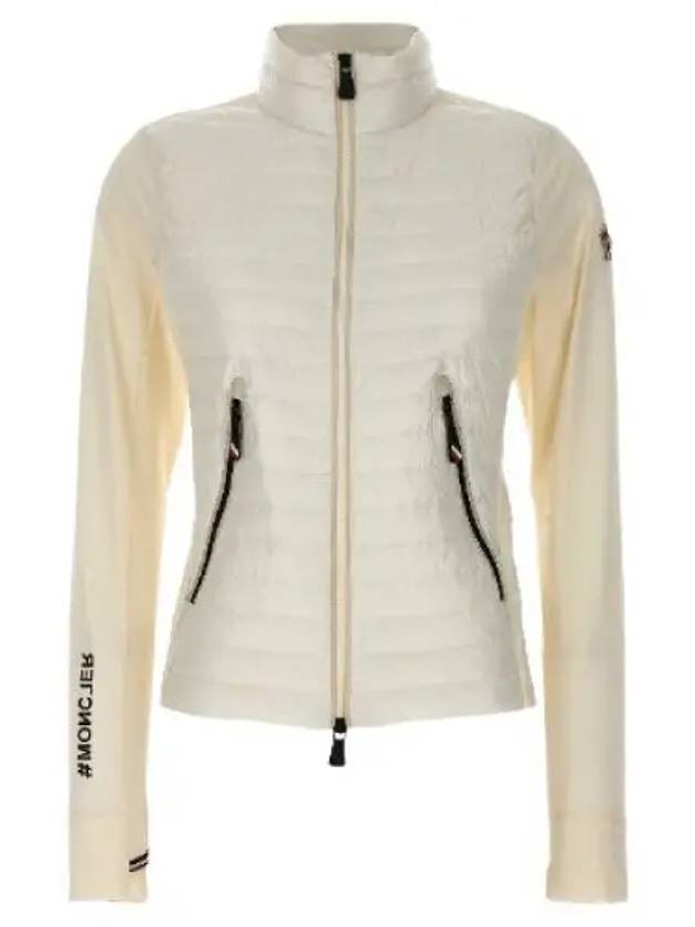 Women's Grenoble Patch Logo Zip-Up Cardigan White - MONCLER - BALAAN 2