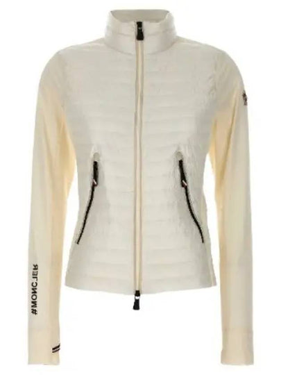 Women's Grenoble Patch Logo Zip-Up Cardigan White - MONCLER - BALAAN 2