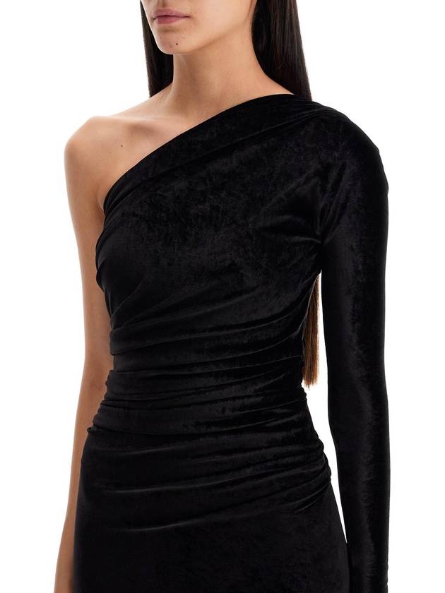 One Shoulder Velvet Long Dress Black - BALENCIAGA - BALAAN 5