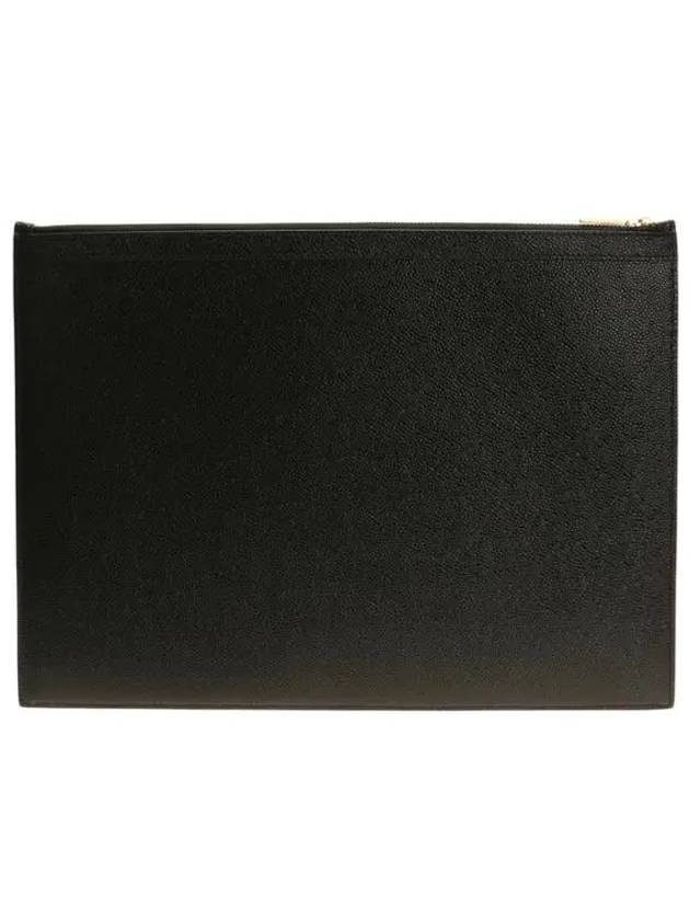 Pebble Grain Leather Large Zipper Laptop Holder Black - THOM BROWNE - BALAAN 5