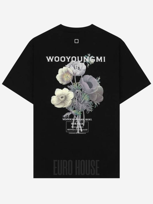Flower Print Back Logo T-Shirt Black - WOOYOUNGMI - BALAAN 2