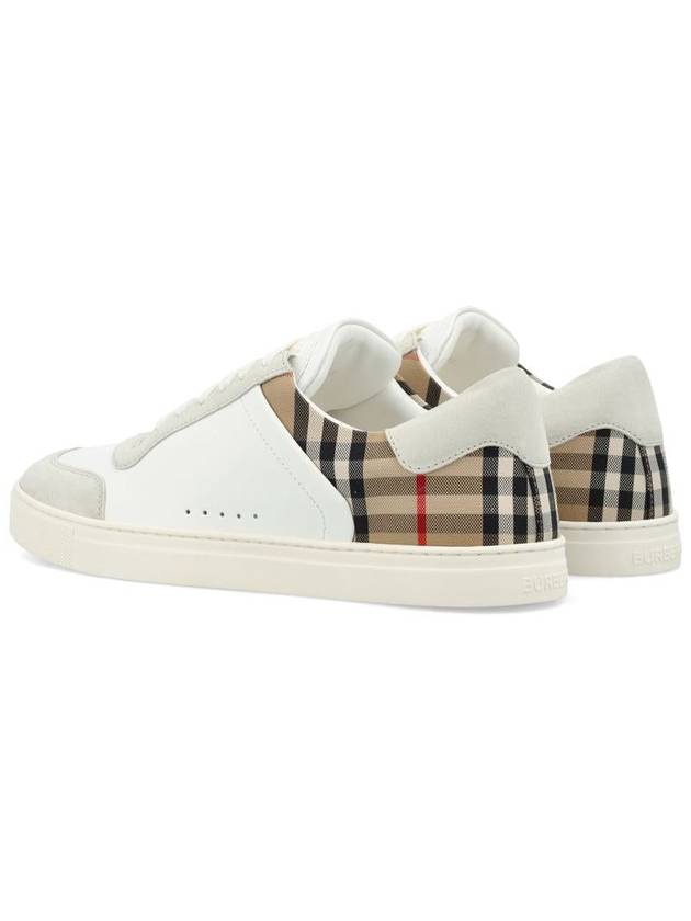 Check Leather Suede Sneakers Natural White Archive Beige - BURBERRY - BALAAN 5