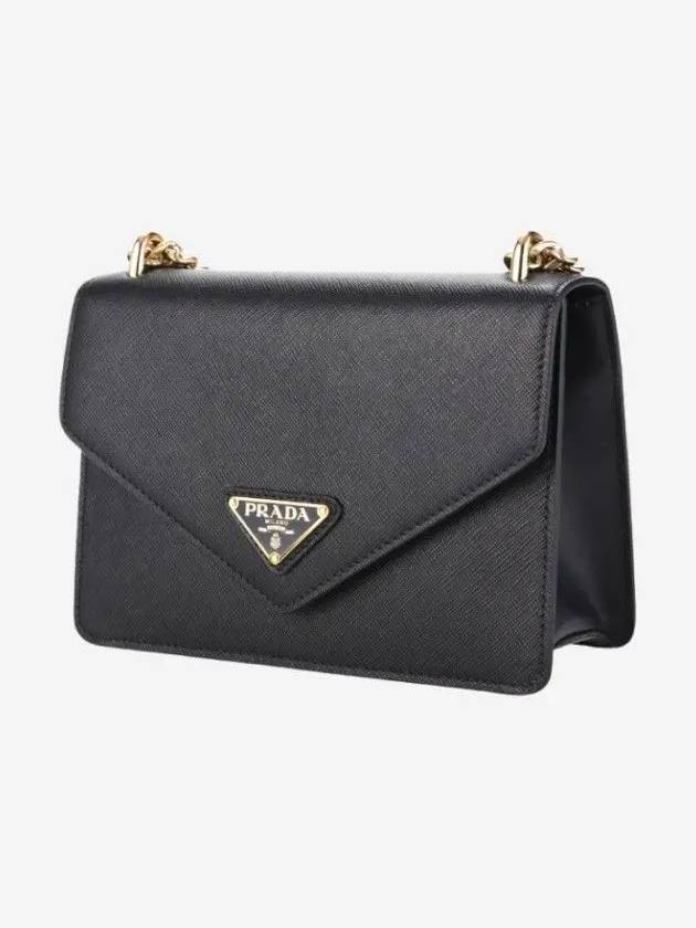 Saffiano Leather Envelope Chain Shoulder Bag Black - PRADA - BALAAN 3