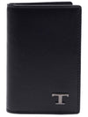 Men's Logo Plaque Leather Long Wallet Black - TOD'S - BALAAN 3