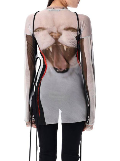 Ottolinger Mesh Deconstructed Cat Print Top - OTTOLINGER - BALAAN 2