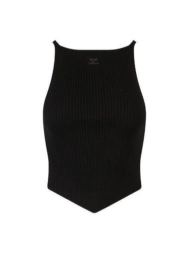 Logo Ribbed Pointy Knit Sleeveless Black - COURREGES - BALAAN 1