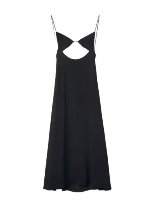 Cut out slip flare dress black - SAINT LAURENT - BALAAN 1