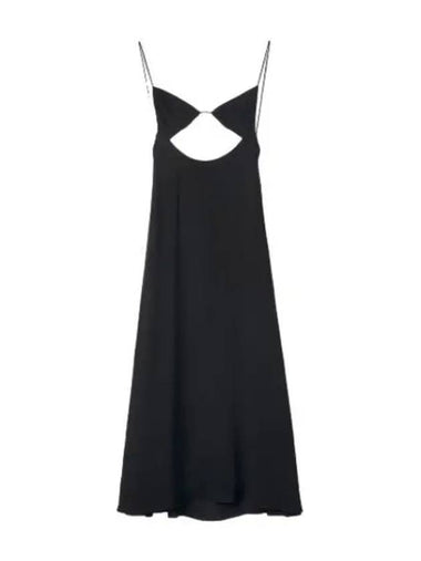 Cut out slip flare dress black - SAINT LAURENT - BALAAN 1