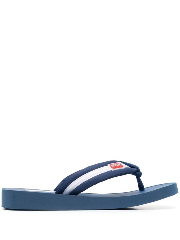 Men's Setter Logo Patch Striped Flip Flops Blue - KENZO - BALAAN 2