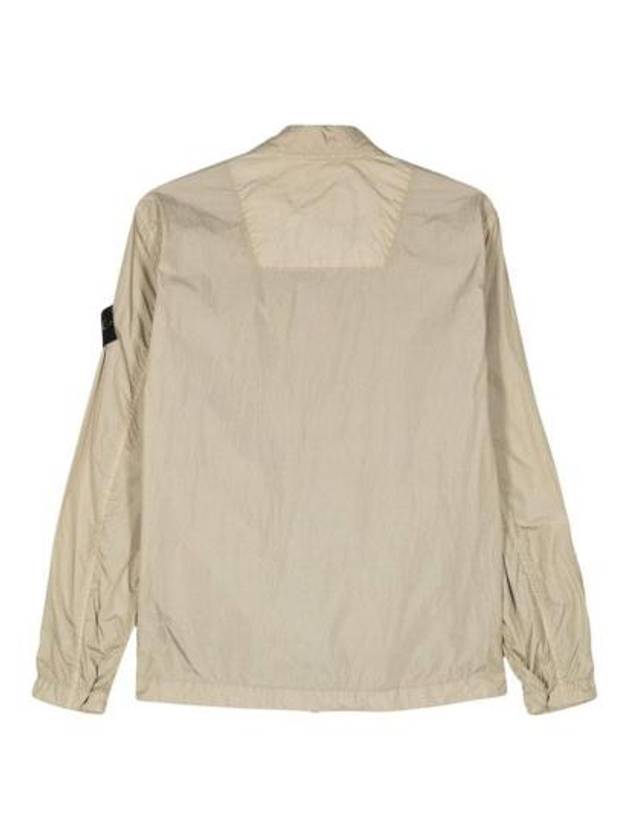 Garment Dyed Overshirt Zip Up Jacket Beige - STONE ISLAND - BALAAN 3