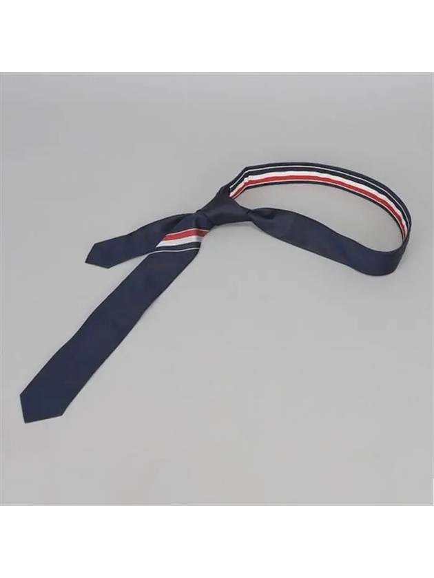 Men's Grosgrain Stripe Tie Dark Navy - THOM BROWNE - BALAAN 5