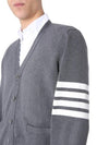 Milano Stitch 4-Bar Cardigan Medium Grey - THOM BROWNE - BALAAN 3