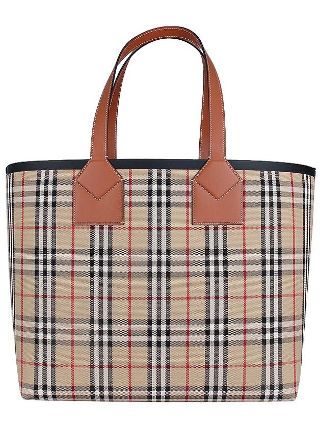 Check Large London Cotton Tote Bag Brown - BURBERRY - BALAAN 5