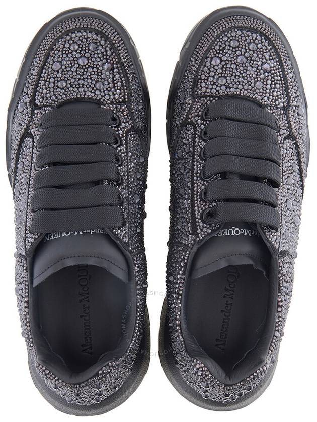 Alexander McQueen Men's Black Rhinestone Embellished Low Top Court Sneakers, Brand Size 40 ( US Size 7 ) - ALEXANDER MCQUEEN - BALAAN 3