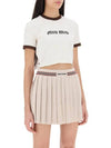 Logo Short Sleeve T-Shirt White - MIU MIU - BALAAN 3