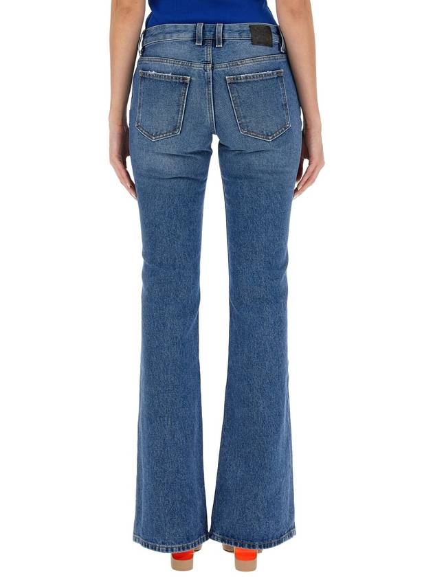 Women's Logo Patch Cotton Flare Jeans Blue - OFF WHITE - BALAAN 4