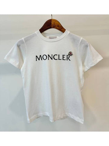 Kids T Shirt K19548C00015 89AFV Cream White Boys 8 10A - MONCLER - BALAAN 1