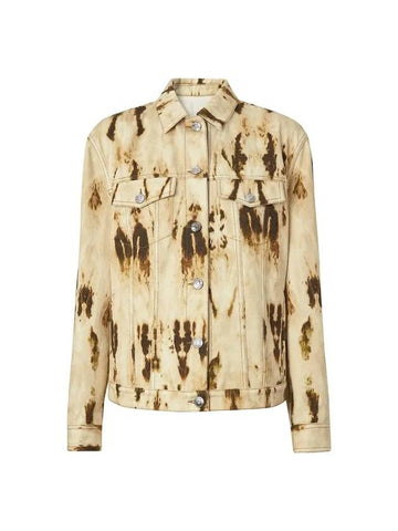 Women's Monogram Motif Bleached Denim Jacket Yellow - BURBERRY - BALAAN 1