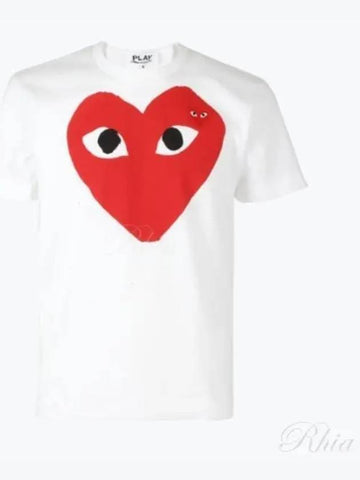 Men s Big Heart Short Sleeve T Shirt Top P1T026 WHITE 101164 - COMME DES GARCONS - BALAAN 1