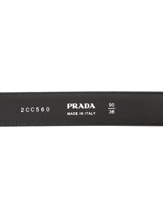 Metal Buckle Saffiano Leather Belt Black - PRADA - BALAAN 7