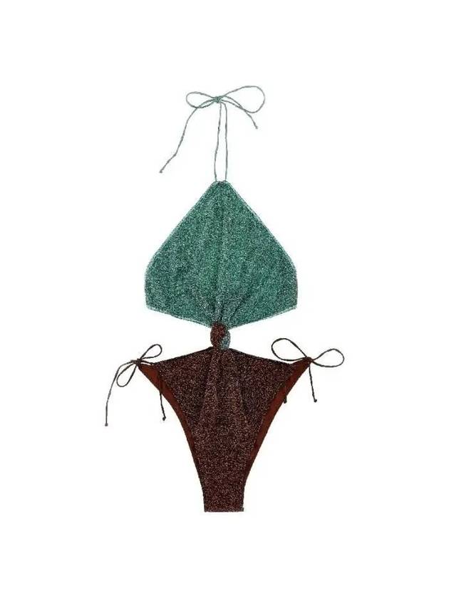 Oseree LUMIERE Two tone backless swimsuit LAF246AQUABROWN - OSEREE - BALAAN 1