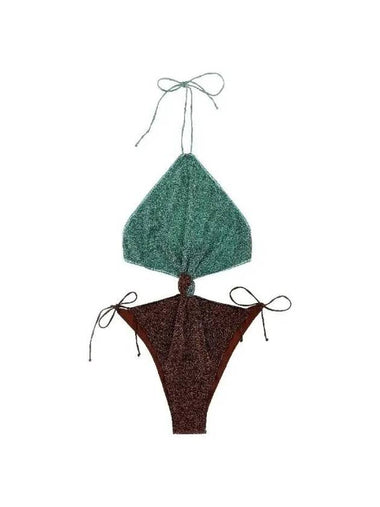 Oseree LUMIERE Two tone backless swimsuit LAF246AQUABROWN - OSEREE - BALAAN 1