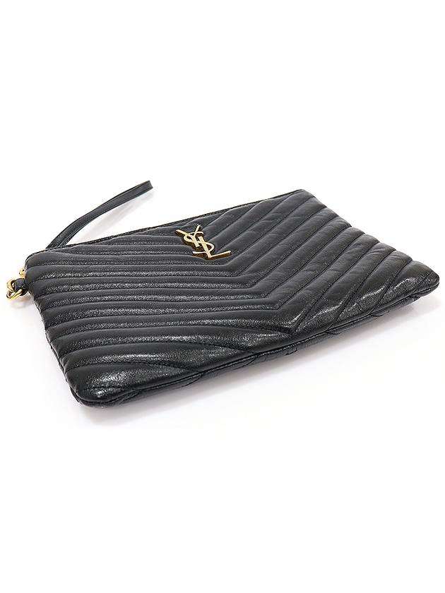 379039 Black Matelasse Classic Monogram Small Strap Pouch Clutch - SAINT LAURENT - BALAAN 5