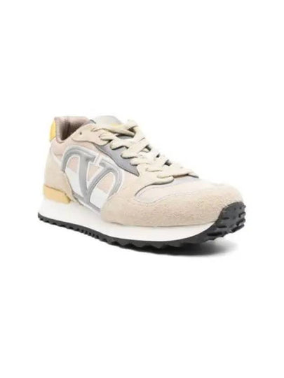 V Logo Face Low Top Sneakers Beige - VALENTINO - BALAAN 2