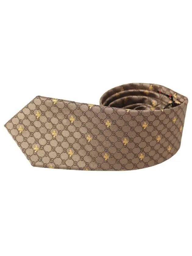 Interlocking GG Pattern Bee Print Tie Beigle - GUCCI - BALAAN 3