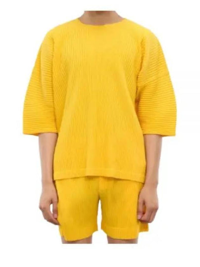 Homme Pliss Issey Miyake Short Sleeve T Shirt HP48JK103 52 YELLOW - ISSEY MIYAKE - BALAAN 2