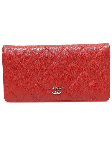 Chanel A31509 Red Caviar Silver Classic Long Flap Wallet 18th - CHANEL - BALAAN 1