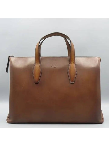 Perspective brown leather briefcase - BERLUTI - BALAAN 1