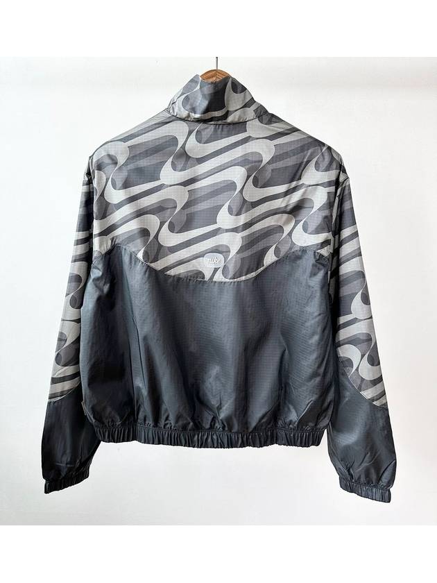 Icon Crush Swoosh Print Zip-Up Jacket Black Charcoal - NIKE - BALAAN 3