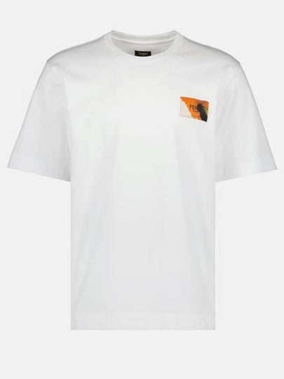 Logo Label Patch Short Sleeve T-Shirt White - FENDI - BALAAN 2