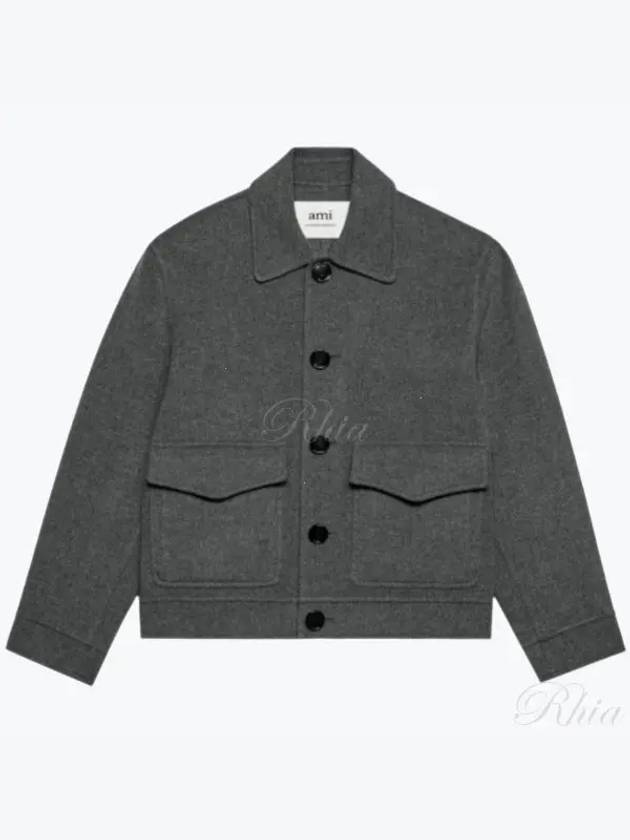 Flap Pocket Wool Cashmere Jacket Grey - AMI - BALAAN 2